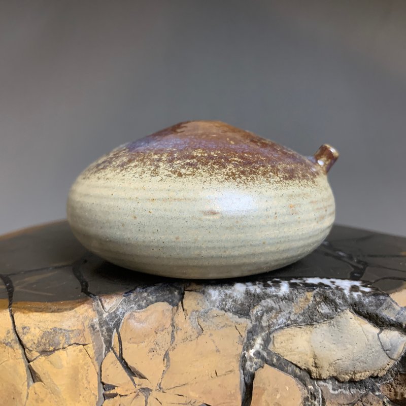 台灣【陶燒釉變】手拉坯水滴硯滴(大)15 - 其他 - 陶 咖啡色