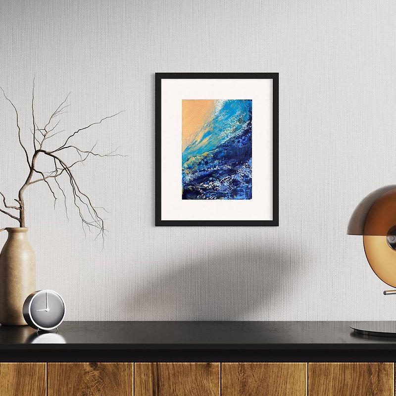 海のささやき サーフ/オリジナル ウォールアート 抽象アクリル、厚紙 - ポスター・絵 - その他の素材 ブルー