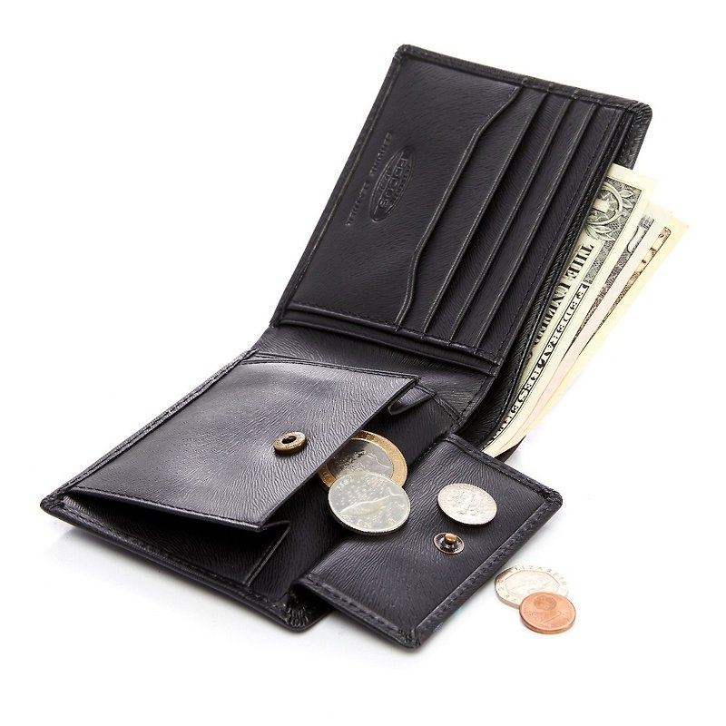 [Genuine Leather Short Clip] RFID Anti-theft Genuine Leather Short Clip for Men/Simple 4-Card Coin Bag Men's Wallet - Wallets - Genuine Leather 