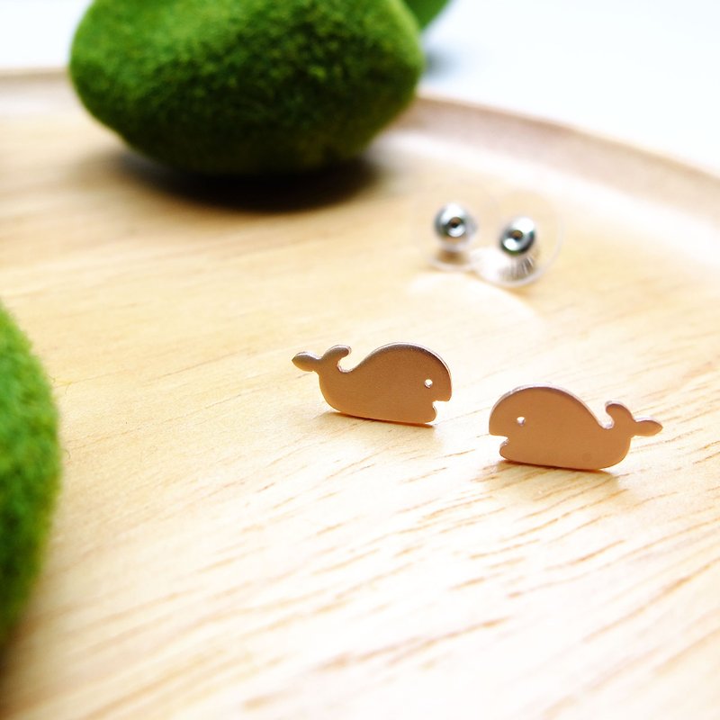 Earrings tiny WHALE - Earrings & Clip-ons - Other Metals Gold