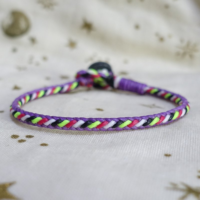 Purple frame little devil│Classic braided diagonal style│Waterproof Wax line surf bracelet and anklet - Bracelets - Waterproof Material Purple