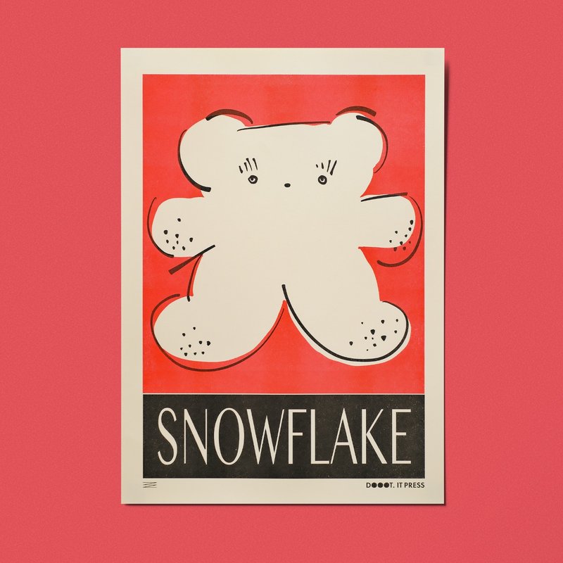 \ 早安雪花 / 聖誕雪花版 RISO印刷海報 - 海報/掛畫/掛布 - 紙 紅色