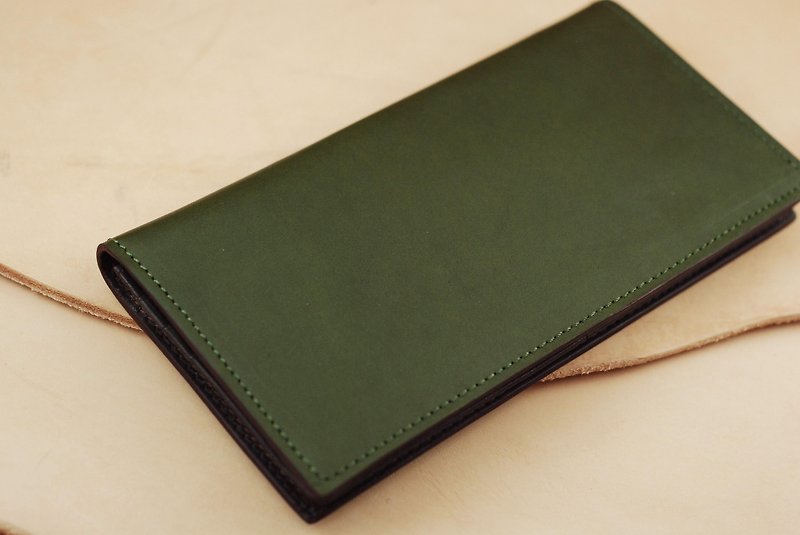 [Limited] [dark green] [forest green] forest green leather long clip - กระเป๋าสตางค์ - หนังแท้ สีเขียว