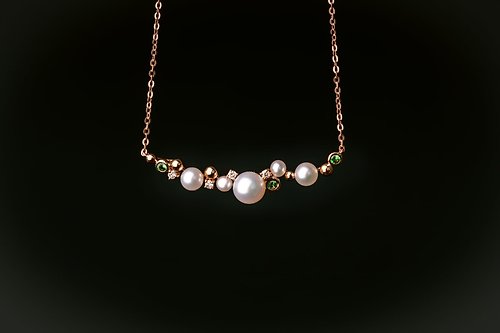 茉莉亞緹 Moriarty Jewelry 【Moriarty Jewelry】淡水養珠 - 不規則排列 - 14K 小鑽項鍊