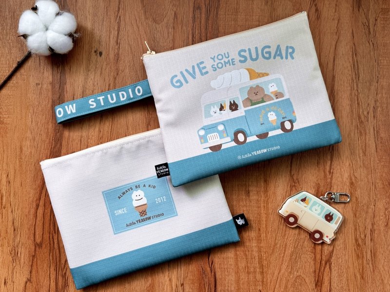 Lightweight waterproof travel small items storage bag clutch-ice cream cart - กระเป๋าเครื่องสำอาง - เส้นใยสังเคราะห์ สีน้ำเงิน