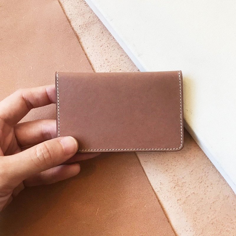 Credit card holder _ ultra-thin minimalist _ dark brown with light brown - ID & Badge Holders - Genuine Leather Brown