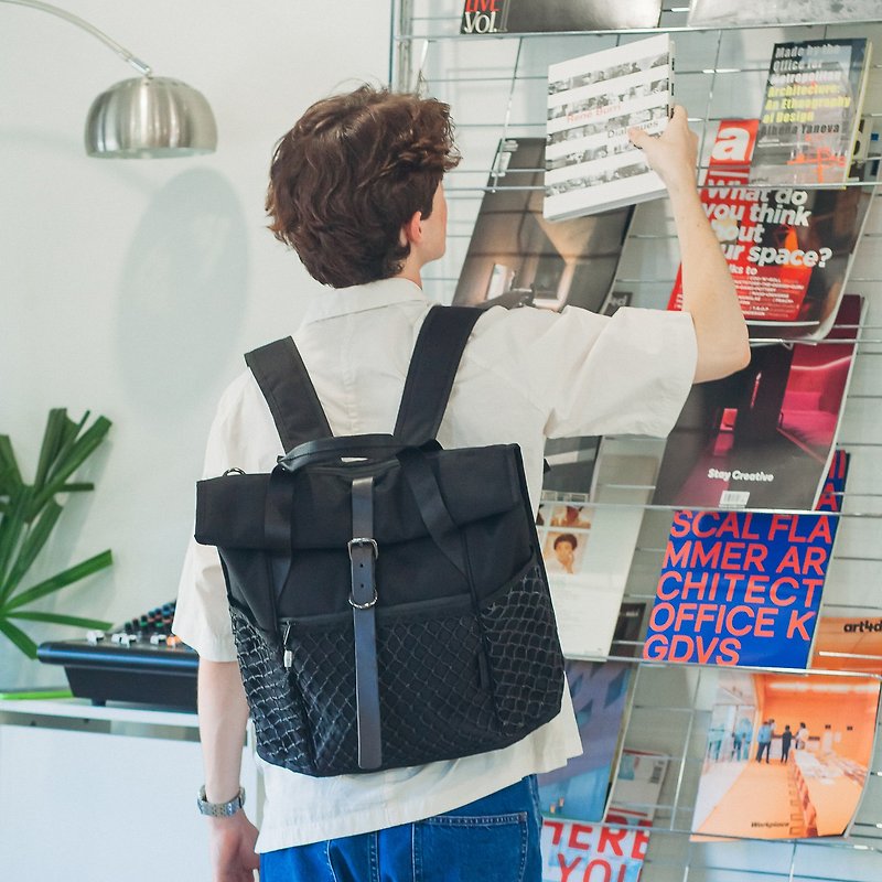SEAUSE Backpack/Messenger, Laptop Compartment 17inch, Recycle, Notebook - 後背包/書包 - 環保材質 黑色