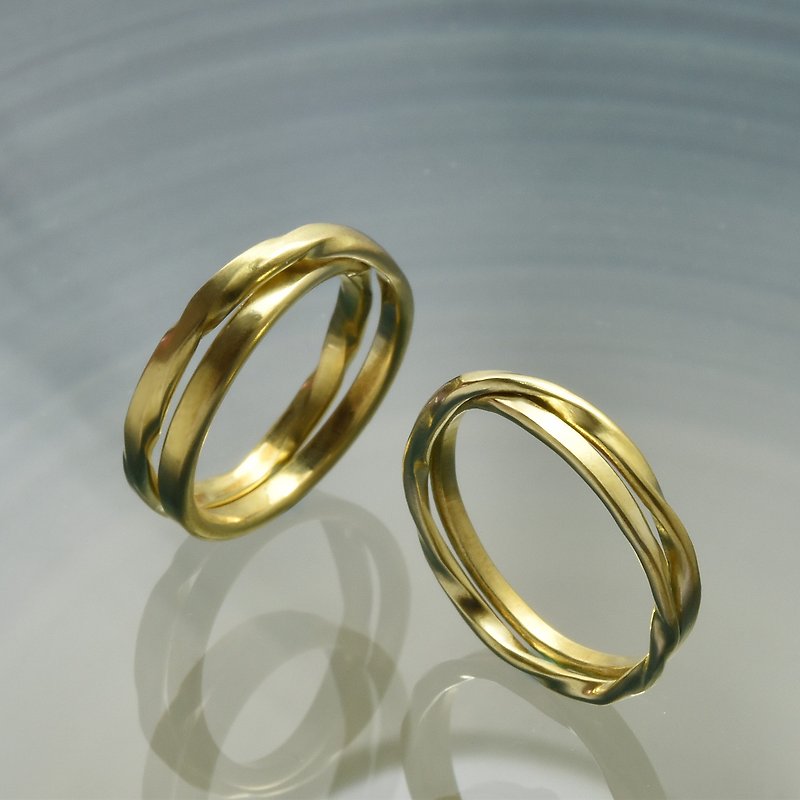 Ripple brass ring male ring custom silver ring - Couples' Rings - Other Metals Gold