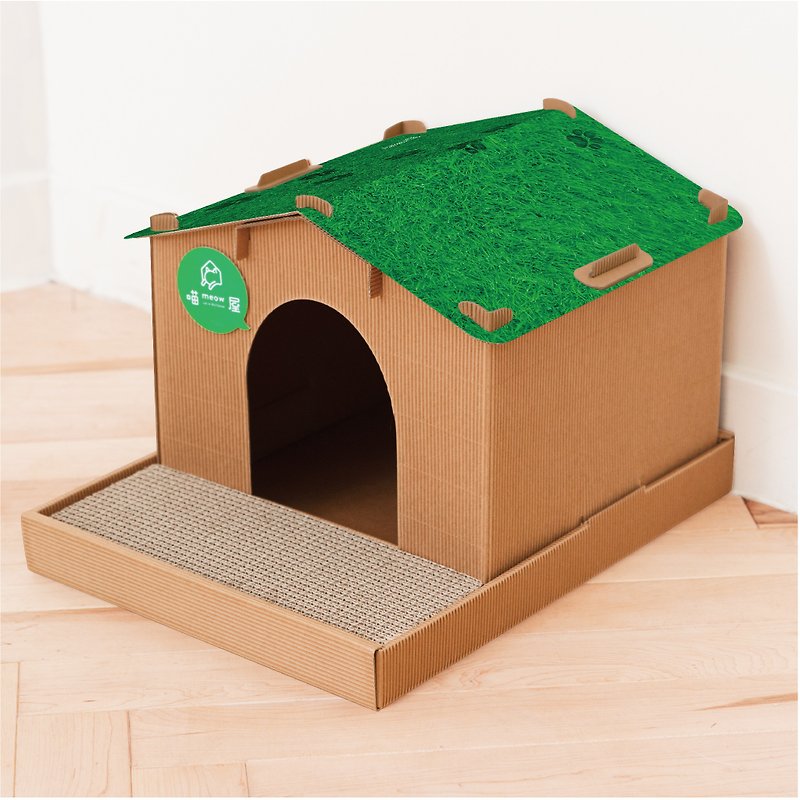 [Villa Meow House + The Wizard of Oz Roof] Meow House is a cat's nest and a scratching board - ที่นอนสัตว์ - กระดาษ สีเขียว