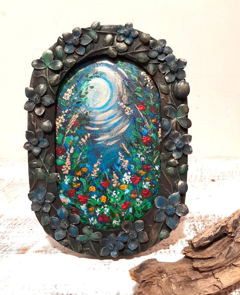 Small framed acrylic painting framed home and shelf decoration - 壁貼/牆壁裝飾 - 其他材質 多色