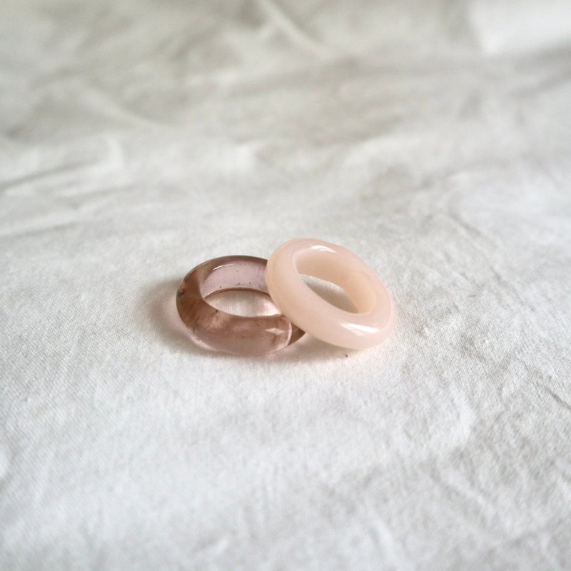 2個セット シャンパンピンク ダブルガラス リング champagne pink glass ring - 戒指 - 玻璃 粉紅色