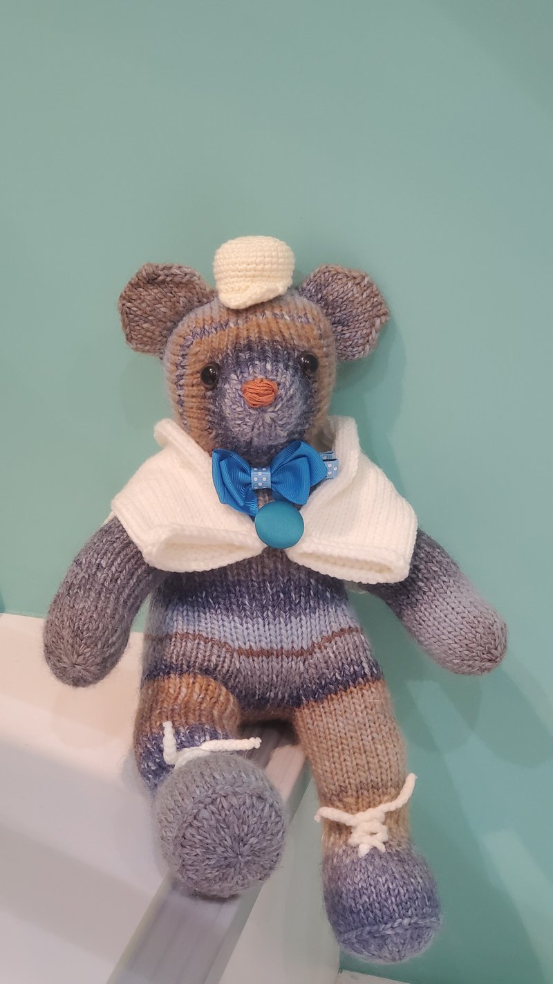 熊愛熊壯手工編織泰迪熊熊寶寶knitted teddy bearテディベア玩 - 公仔/玩偶 - 羊毛 卡其色