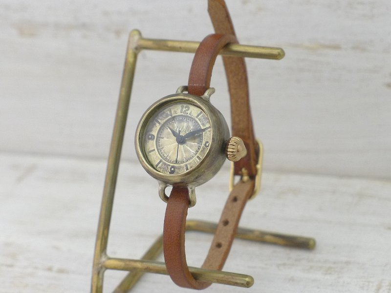 BeanS-B 20mmBrass (brass) bracelet type handmade watch (365 brown) - นาฬิกาผู้หญิง - ทองแดงทองเหลือง สีทอง