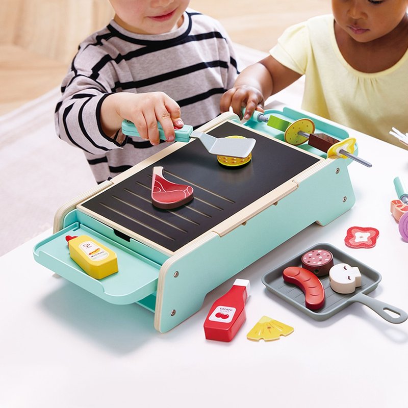 [Christmas Gift] German Hape Multifunctional Simulated BBQ Combo - Kids' Toys - Wood Multicolor