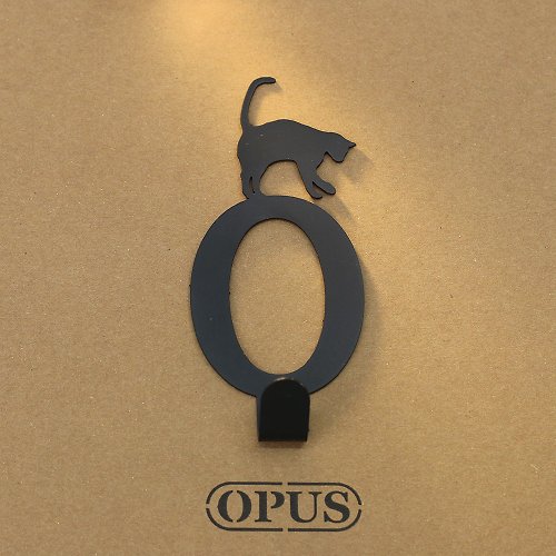 OPUS 東齊金工 【OPUS東齊金工】當貓咪遇上字母O - 掛勾(黑)/壁飾造型掛鉤/無痕