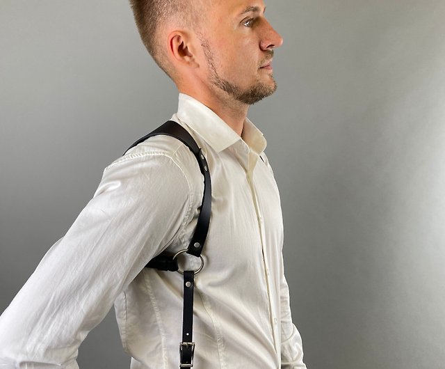 Men Suspenders, Adjustable Personalized Leather Suspenders