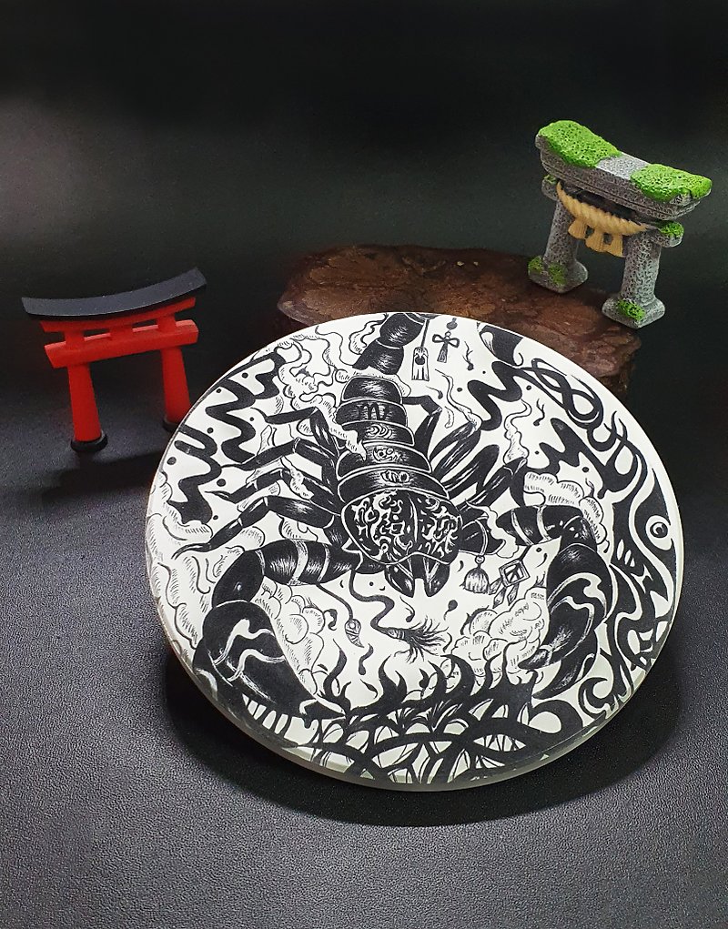 | Oriental Zodiac | Ceramic Coaster - Scorpio - Coasters - Pottery White