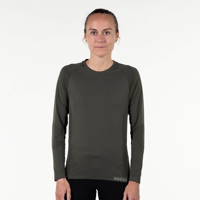 【ROCKAY】Seamless Wicking Long Sleeve Training Top (Women) - Forest Green - Men's Sportswear Tops - Nylon Green
