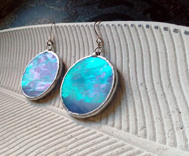 Blue hot sale iridescent earrings