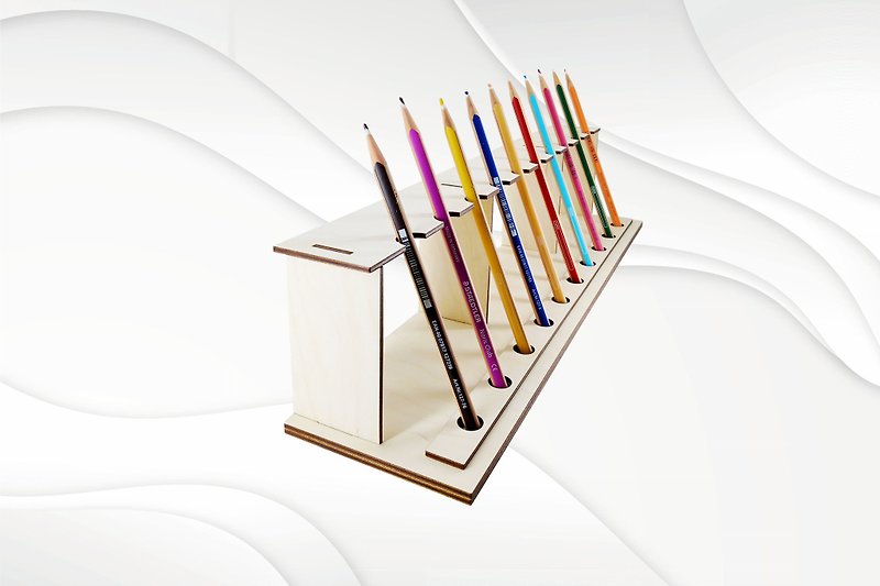 Stand for 10 pen. Vector laser cutting files. Digital model laser cut. - Storage - Bamboo 