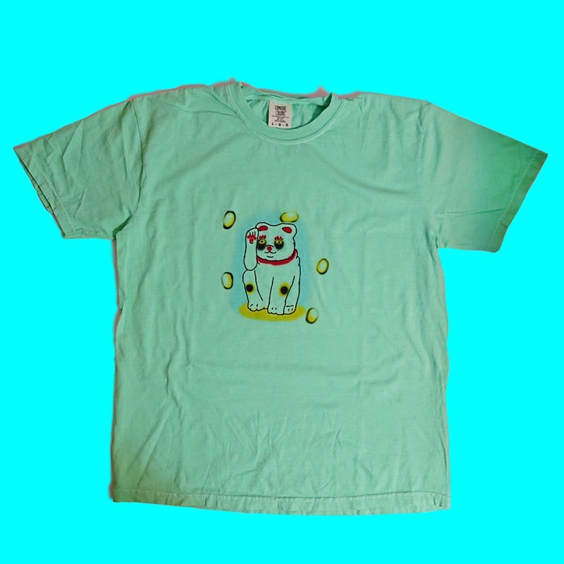 超時工作的招財貓 T - shirt - 女 T 恤 - 棉．麻 多色