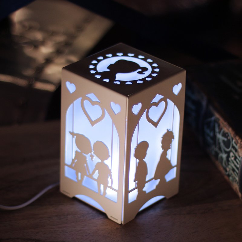 [OPUS Dongqi Metalworking] Cultural and Creative USB Night Light-Two Little No Guess (White)-White, Yellow, Colorful Light Optional - โคมไฟ - โลหะ ขาว