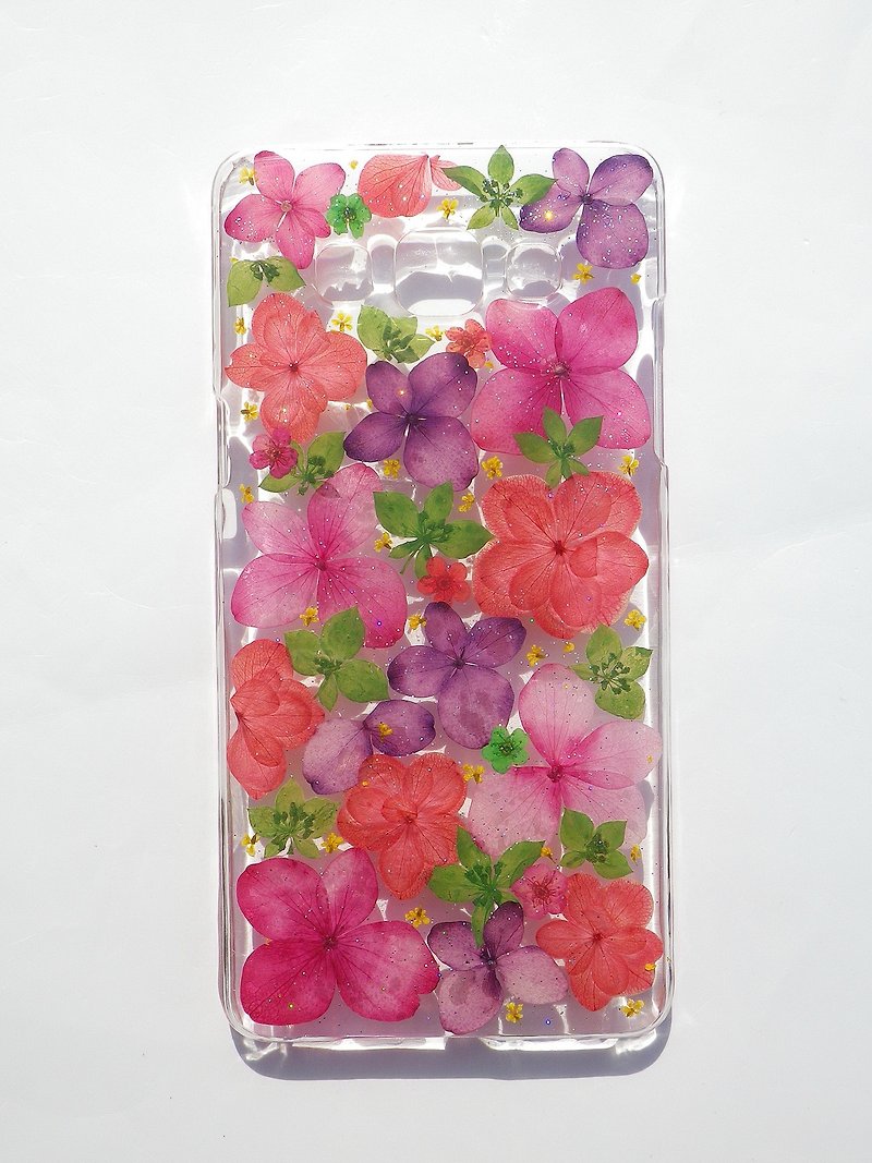 Handmade phone case, Pressed flowers phone case, Samsung Galaxy A5, Pink Hydrangea - Phone Cases - Plastic 