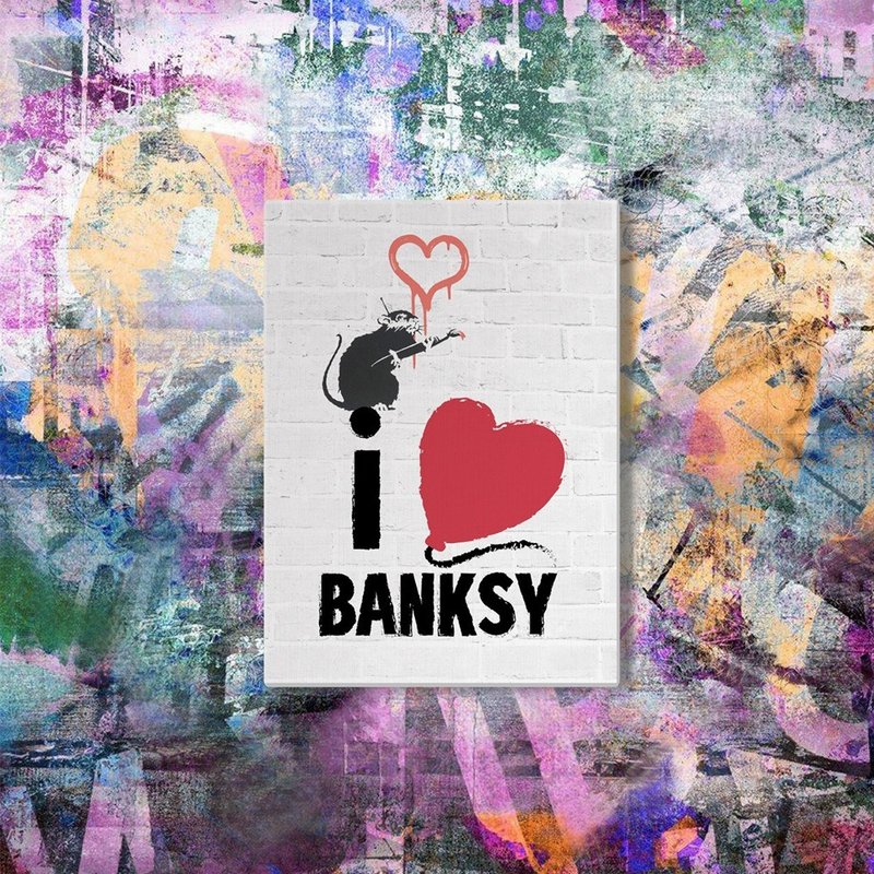 【英國 Banksy】藍牙畫布音箱 聯名款 Love Rat -愛 - 藍牙喇叭/音響 - 木頭 多色