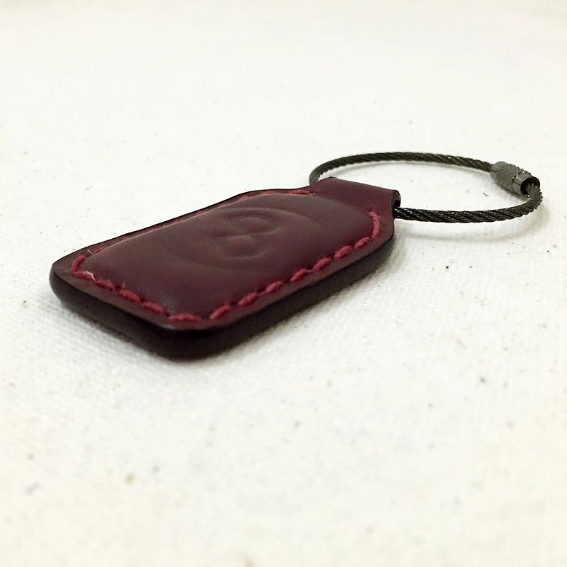 DUAL - Hand-stitched layer cowhide rim key ring - dark red (graduation season, exchange gifts, gifts) - Keychains - Genuine Leather Red