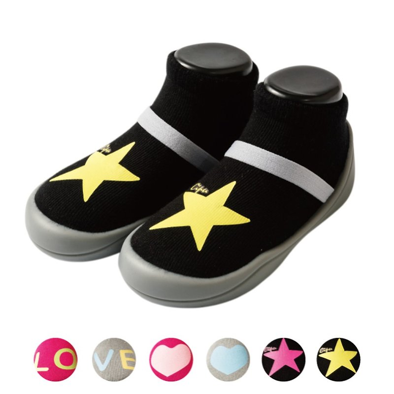 【Feebees】CIPU Joint Series_Love_Stars (Toddler Shoes, Socks, Shoes, Children's Shoes, Made in Taiwan) - รองเท้าเด็ก - วัสดุอื่นๆ สีดำ