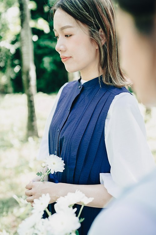 SHIROI Jolie 茱麗 日系 x 法式連身背心裙 深藍色