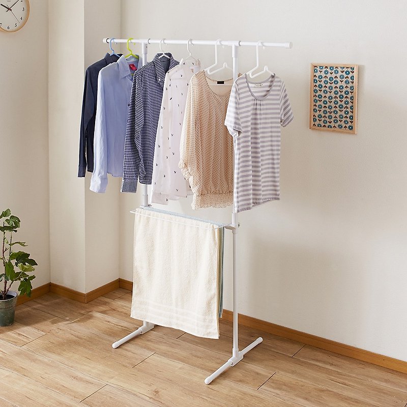 [Minimalist Living Style] Quick-load T-shaped clothes drying/quilt drying rack - Hangers & Hooks - Other Materials White