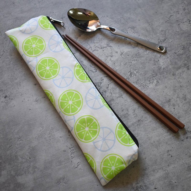 Out-and-out tableware set (chopstick bag + chopsticks + spoon)_Lemon - Cutlery & Flatware - Nylon Green