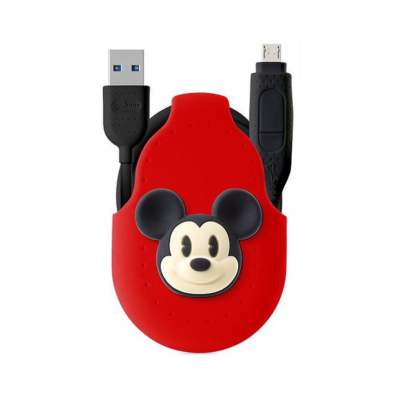 Bone / Two-in-one double-head transmission line (Type-C)-Mickey【Android】 - ที่ชาร์จ - ซิลิคอน สีแดง