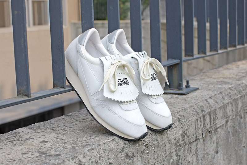 韓國復古可拆流蘇手工波鞋 Vintage Racing OG IVORY P0000BDR - 女款運動鞋/波鞋 - 真皮 白色