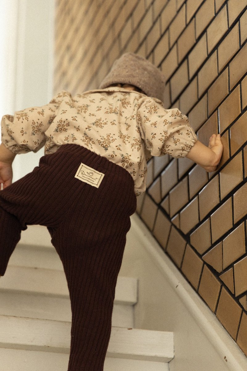 Cloud Lounge Wear_Leggings_DarkBrown - 男/女童長褲/短褲 - 棉．麻 咖啡色