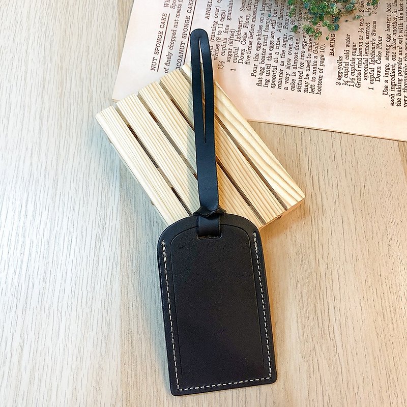 [Handmade Leather] Travel Tag-Classic Black (Made in MIT Taiwan) - Luggage Tags - Genuine Leather Black