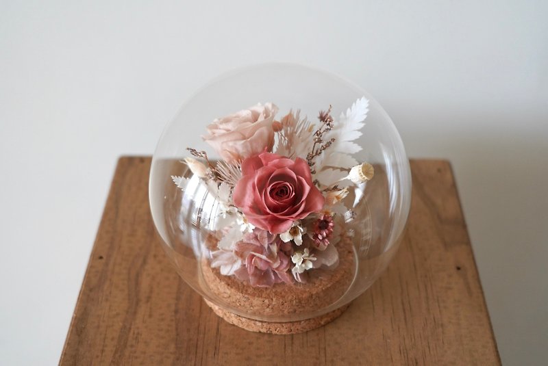 Eternal Flower Glass Bell Jar Earth Color Morandi Color Valentine's Day Birthday Chinese Valentine's Day Festival - Dried Flowers & Bouquets - Plants & Flowers Pink