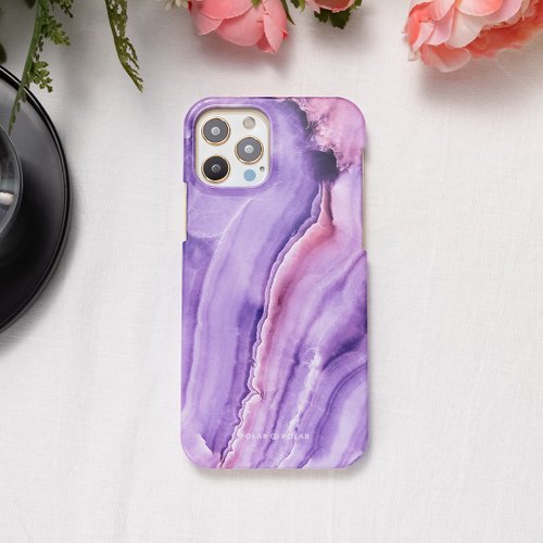 POLAR POLAR iPhone / Samsung 浪漫紫羅蘭色雲石紋 半包硬殼 手機殼【客製