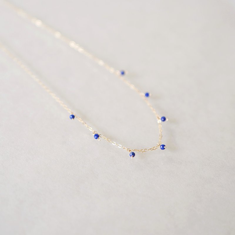 Tiny Lapis Lazuli Dot Necklace - Necklaces - Other Metals Blue