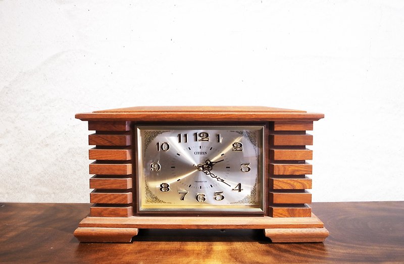 1976 Japan CITIZEN Star Watch Wooden Clock - Clocks - Wood Brown