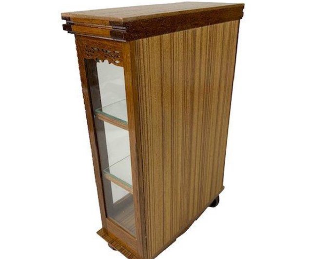 コーナータイプ ガラス コレクションケース 背面ミラー付 幅72cm
