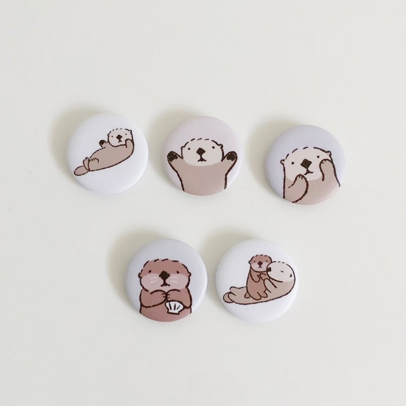 Sea Otter Mibao Badges - Pinback, Available in 5 Designs - Badges & Pins - Plastic 