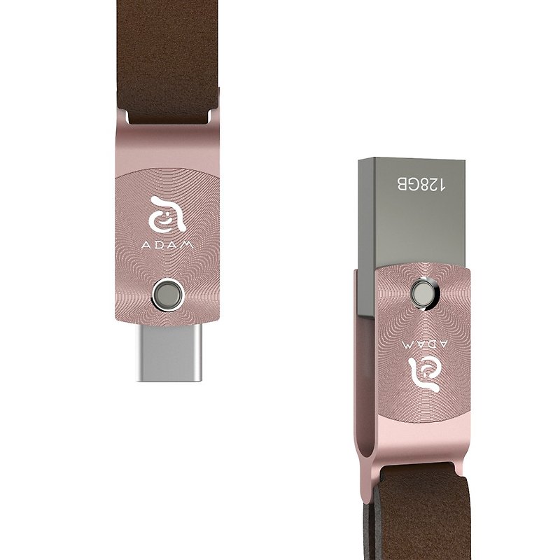 ROMA 128GB USB-C 高速讀寫旋轉隨身碟 玫瑰金 - USB 隨身碟 - 其他金屬 粉紅色