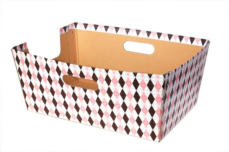 cat 貓 收納箱 收納盒 貓咪 寵物 紙箱 簡約菱形 - 其他 - 紙 粉紅色