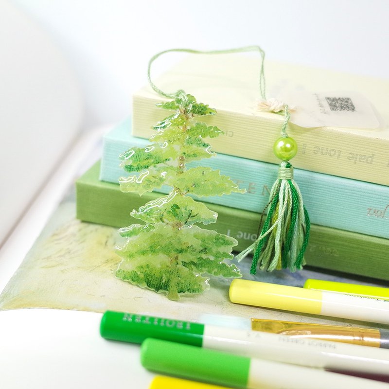 Taiwanese two-leaf pine painting bookmark, endemic to Taiwan - ที่คั่นหนังสือ - วัสดุกันนำ้ สีเขียว