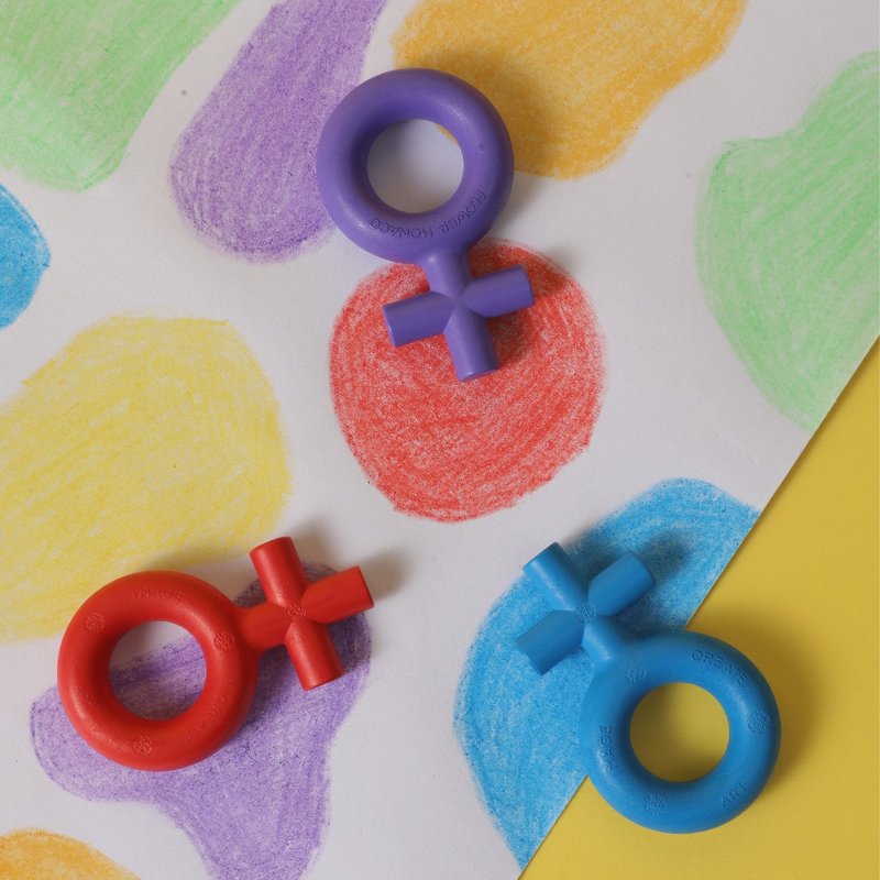 【超可愛性別蠟筆】英國 Flower monaco 男/女寶寶蠟筆禮盒(12色) - 插畫/繪畫/寫字 - 蠟 多色