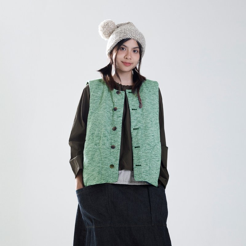 Seasonal reversible cotton vest - เสื้อกั๊กผู้หญิง - เส้นใยสังเคราะห์ สีเขียว