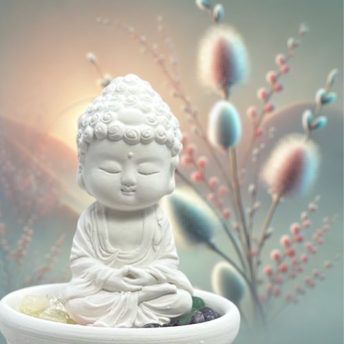 氣度-小蒔光 精油香氛/療癒系公仔/心靈夜燈 快速出貨 Q版福神公仔 開運五行水晶礦石之培德小盤水晶套組