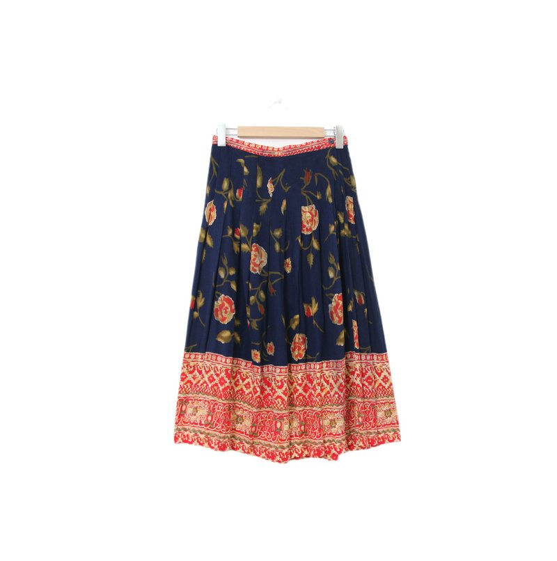 Back to Green-復古長裙 古典 玫瑰裙 M-32//vintage skirt - 裙子/長裙 - 棉．麻 